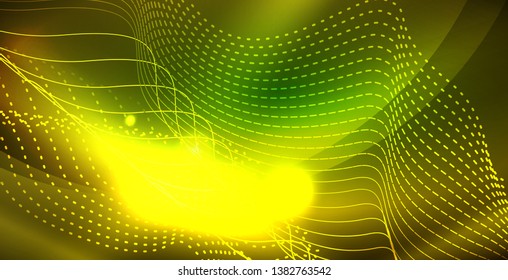 Shiny neon space background, vector template