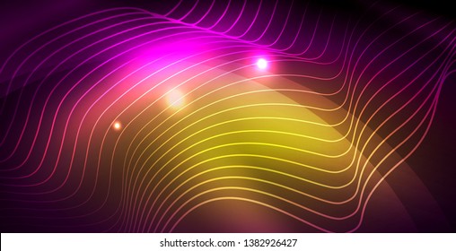 Fondo del espacio de neón brillante, plantilla vectorial