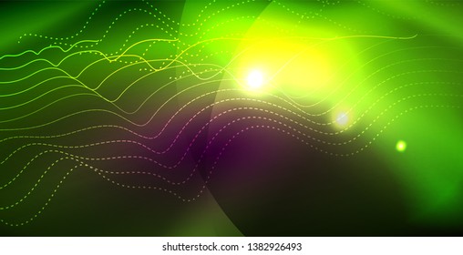Fondo del espacio de neón brillante, plantilla vectorial