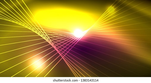 Shiny neon space background, vector template