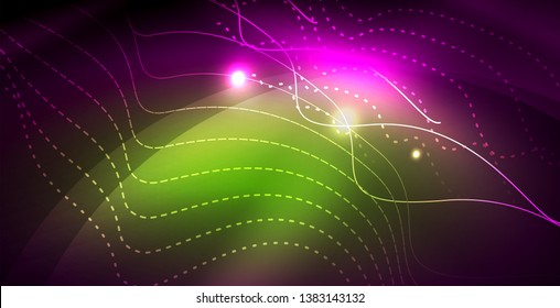 Fondo del espacio de neón brillante, plantilla vectorial