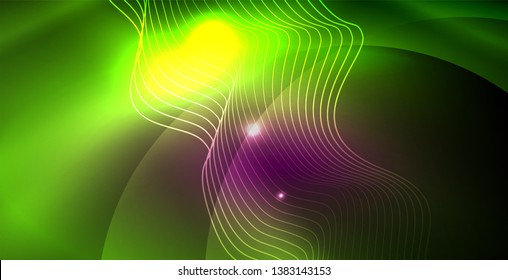 Shiny neon space background, vector template