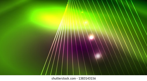Fondo del espacio de neón brillante, plantilla vectorial