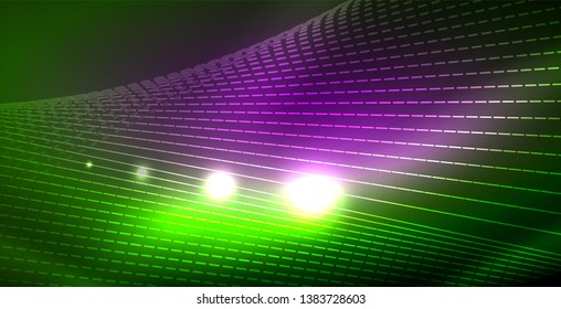 Shiny neon space background, vector template