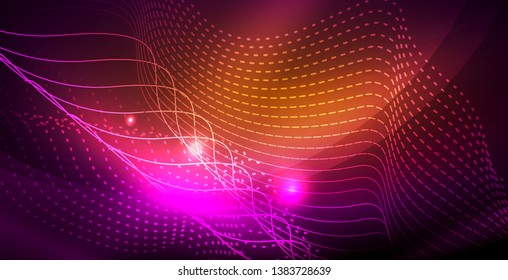 Shiny neon space background, vector template
