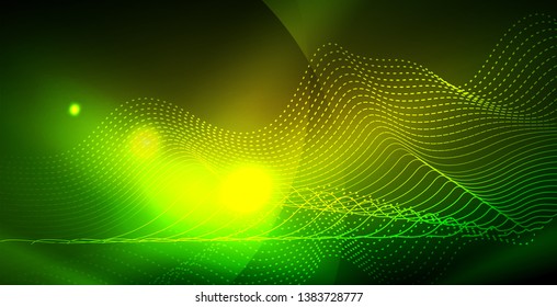 Shiny neon space background, vector template