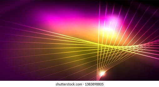 Shiny neon space background, vector template