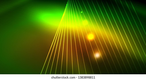Fondo del espacio de neón brillante, plantilla vectorial