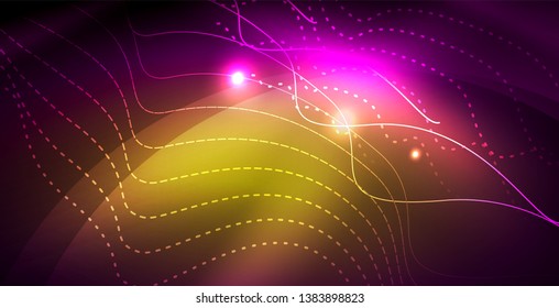 Fondo del espacio de neón brillante, plantilla vectorial