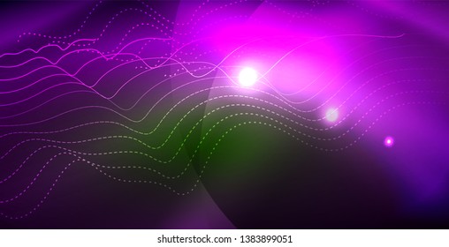 Shiny neon space background, vector template