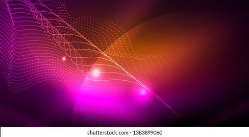 Shiny neon space background, vector template
