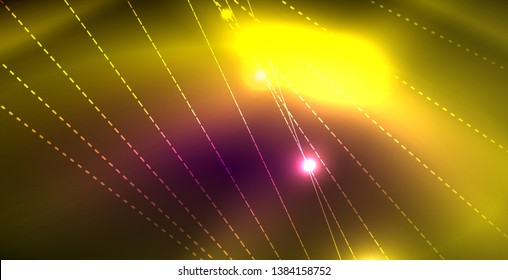 Fondo del espacio de neón brillante, plantilla vectorial
