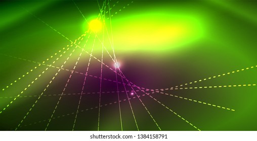 Fondo del espacio de neón brillante, plantilla vectorial
