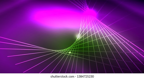 Fundo de espaço neon brilhante, modelo vetorial