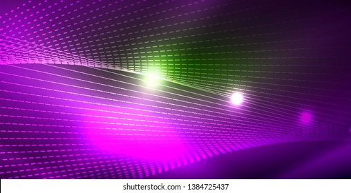 Shiny neon space background, vector template