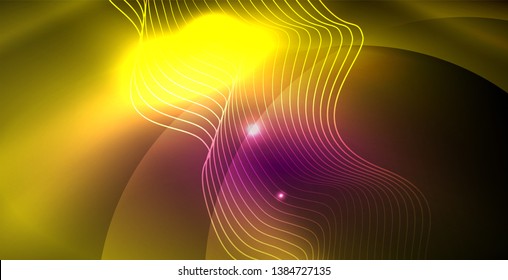 Shiny neon space background, vector template