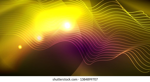 Shiny neon space background, vector template