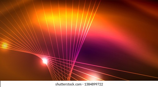 Fondo del espacio de neón brillante, plantilla vectorial