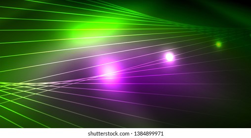 Fondo del espacio de neón brillante, plantilla vectorial