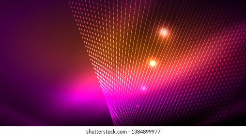 Shiny neon space background, vector template