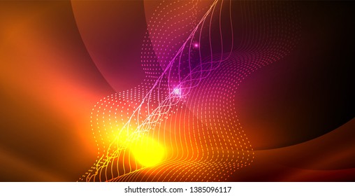 Fondo del espacio de neón brillante, plantilla vectorial