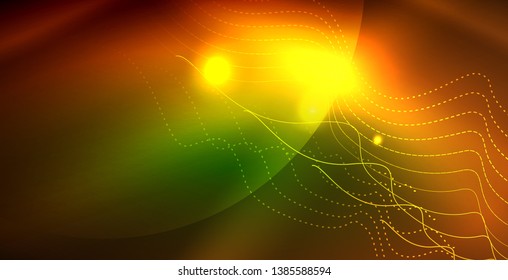Fondo del espacio de neón brillante, plantilla vectorial