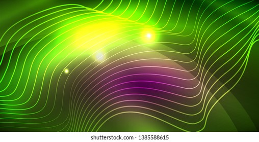 Shiny neon space background, vector template
