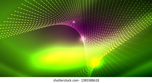 Shiny neon space background, vector template