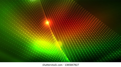 Shiny neon space background, vector template