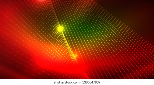Fondo del espacio de neón brillante, plantilla vectorial
