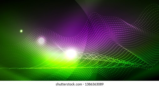 Shiny neon space background, vector template