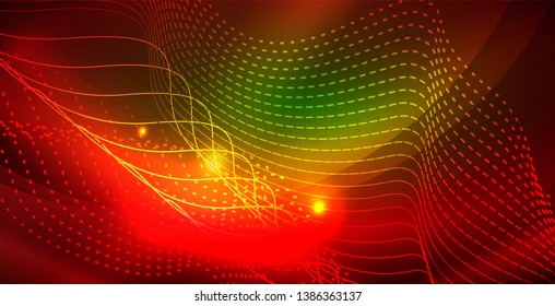 Shiny neon space background, vector template