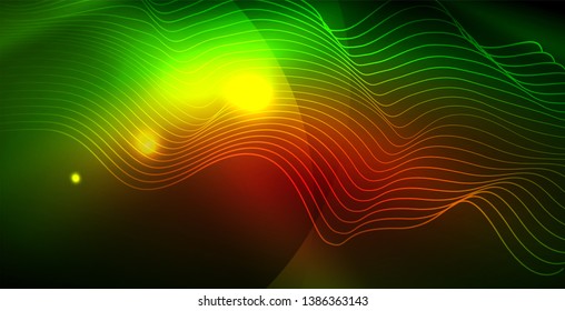 Shiny neon space background, vector template