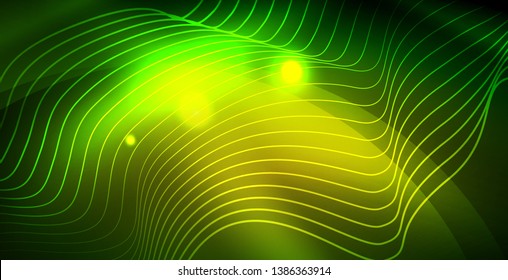 Shiny neon space background, vector template