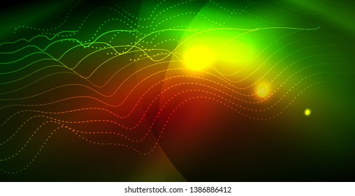 Shiny neon space background, vector template