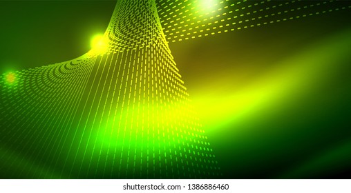 Shiny neon space background, vector template