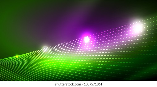 Fondo del espacio de neón brillante, plantilla vectorial