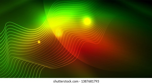 Shiny neon space background, vector template