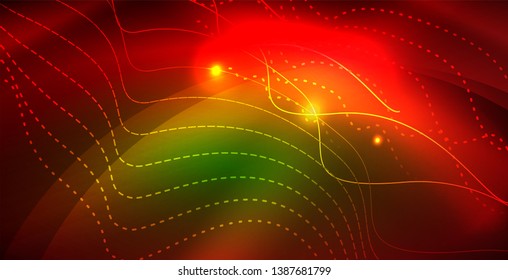 Fondo del espacio de neón brillante, plantilla vectorial