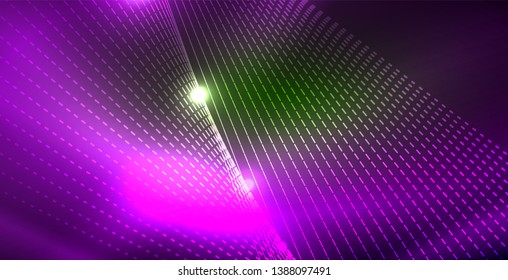 Fondo del espacio de neón brillante, plantilla vectorial