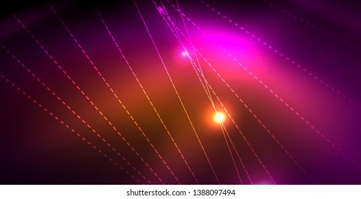 Shiny neon space background, vector template