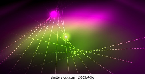 Fondo del espacio de neón brillante, plantilla vectorial