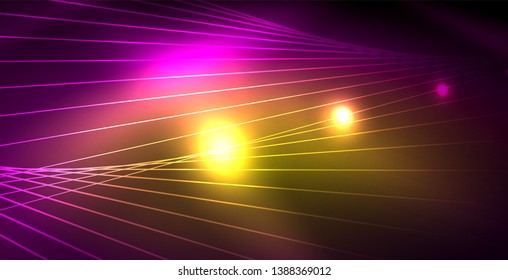 Shiny neon space background, vector template