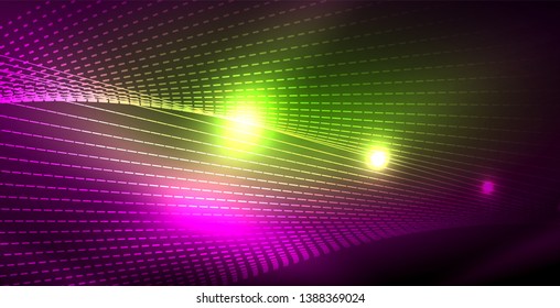 Fondo del espacio de neón brillante, plantilla vectorial