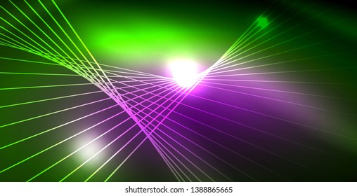 Fondo del espacio de neón brillante, plantilla vectorial