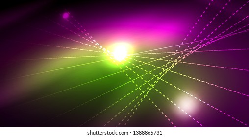 Fondo del espacio de neón brillante, plantilla vectorial