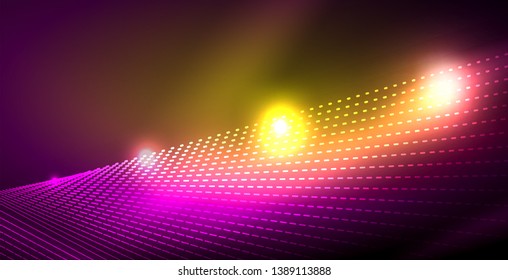 Shiny neon space background, vector template