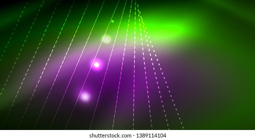 Shiny neon space background, vector template