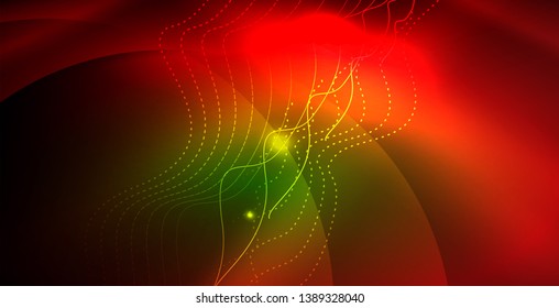 Shiny neon space background, vector template