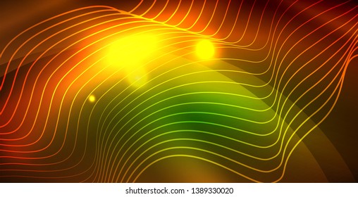 Fondo del espacio de neón brillante, plantilla vectorial